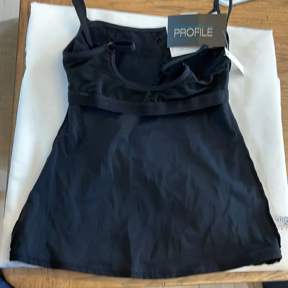 PROFILE BLACK CUTOUT TANKINI TOP.  NEW WITH TAGS.